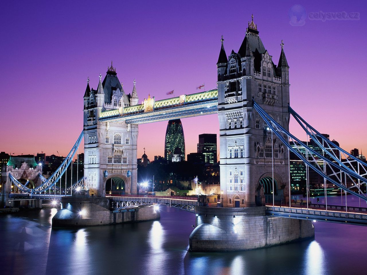 Tower Bridge At Night, London, England