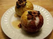 Кулинарный рецепт Печеные яблоки с миндалем и ванильным соусом